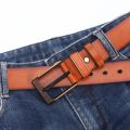 【HUT】 Men's Fashion Pin Buckle Business Jeans Pants Belt Luxury Leather Strap Pin Buckle Belts For Men 120Cm. 