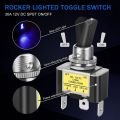 3PCS ON Off Rocker Lighted Toggle Switch 30A 12V DC SPST 2 Position 3 Pin Blue LED Light Wired for Car Boat Automotive. 