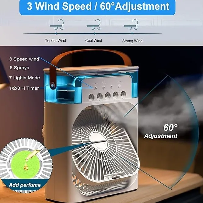 DRUMSTONE%20%20Portable%20Humidifier%20Mini%20AC,%20Table%20Fan,%20Desk%20Fan%20with%20USB-Powered,%203%20Speed%20Modes,%20Mist%20Function,%207%20Colors%20LED%20Light,%201/2/3%20H%20Timer%20Home,Travel%20-%20Image%204