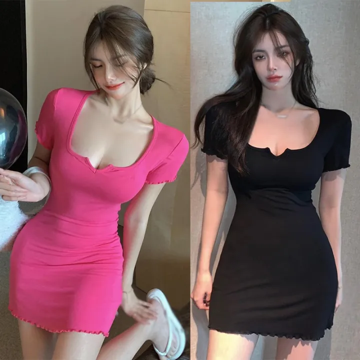 Women's%20Dress%20Square%20Neck%20Slim%20Sxey%20Korean%20Style%20Versatile%20Dress%20-%20Image%204