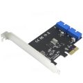 PCI Express USB 3.0 19 Pin Expansion Card PCIE 1x to 2 Ports USB 3 19 Pin Adapter Internal USB3 20Pin Hub Header for Windows PC. 