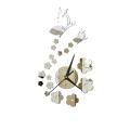 GOIKEA Wall Clock Self-Adhesive Silent 3D Mirror Butterfly Art Clock for Home Decor with Battery Operated Long Pointer. 