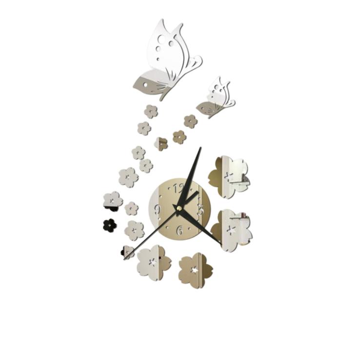 GOIKEA%20Wall%20Clock%20Self-Adhesive%20Silent%203D%20Mirror%20Butterfly%20Art%20Clock%20for%20Home%20Decor%20with%20Battery%20Operated%20Long%20Pointer%20-%20Image%202