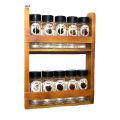 2 Tiered Spice Rack With 110Ml Glass Spice Bottle Wall Mount Wooden Spice Rack WRK100A. 