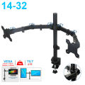 Dual Monitor Table Bracket Holder Stand 10"-32" Desktop Clamping Full Motion 360 Degree LCD LED Monitor Mount Arm Loading 9.9kgs Each Head. 
