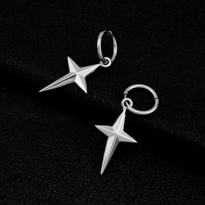 N%20ES%20316L%20stainless%20steelstainless%20steel%20earrings%20ear%20clip%20four-pointed%20star%20pendant%20jewelry%20personality%20round%20line%20earrings%20-%20Image%204