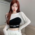 Sweet Hot Girl Internet Celebrity Irregular Sun Protective Blouse Camisole Set Summer jazz Top Jazz Dance Two-Piece Suit. 
