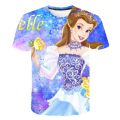 Children Cinderella T-Shirts Girls Summer Kids Rapunzel Belle Disney Princess Tops Tees Baby Kids Cartoon Tee Shirts 1-14 Years. 