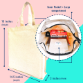 Heavy Duty Large Canvas Tote Bag with Zipper "CLASSIC CANVAS" - 14.5 inches (L) * 3 inches (W) * 16 inches (H). 