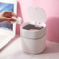 Mini Trash Can Desktop Waste Bin with -Open Lid Small Table Top Bin Graceful Round Corner Paper Bin for Home B. 