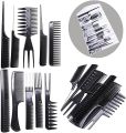 10Pcs Hairdressing Comb Set Hair Styling Pro Kit Professional Barber Salon Gift Black Color Set Portable Set Hair Care Style Accessory Comb for Women Men. 