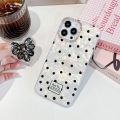Sroof Case For iPhone X XR XS Max 11 12 13 14 15 Pro Max 14 15 Plus Shell ripple dot black diamond bracket new high-end model with bracelet Anti Drop phone case back cover.