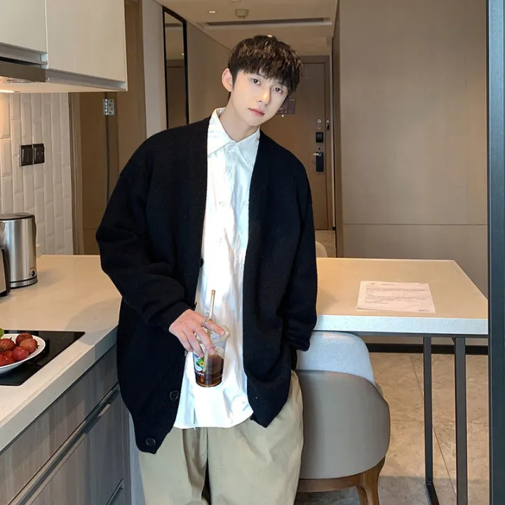Cardigan%20Sweater%20Men's%20Fall%20Korean%20Trend%20Loose%20Solid%20Color%20College%20Style%20Sweater%20ins%20Fashion%20Brand%20All-Matching%20Coat%20-%20Image%208