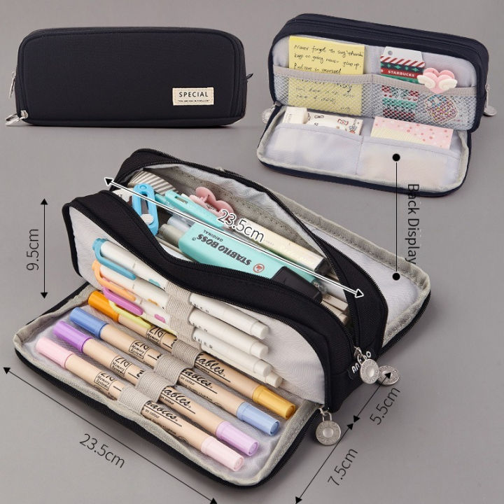 Simple%20Large%20Capacity%20Pen%20Case,%20Stationery%20Box,%20Japanese%20Korean%20Version,%20Junior%20High%20School%20Students,%20Girls%20Multifunctional%20Pencil%20Case%20-%20Image%209