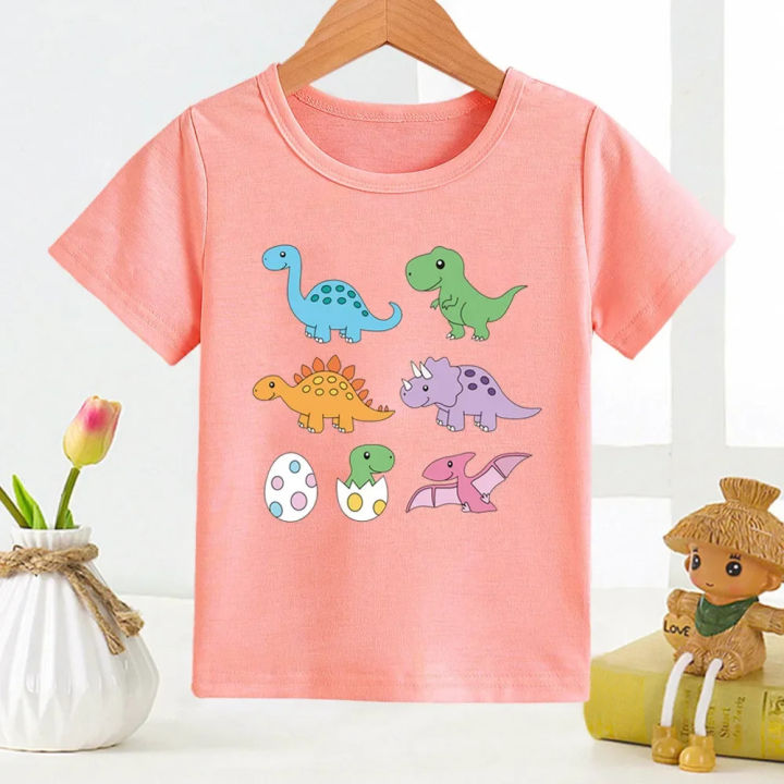 Summer New Children's Clothing Dinosaur Cartoon Print Children Boy Boy T-shirt Short Sleeve Round Neck Casual Tops Clothes Tee
