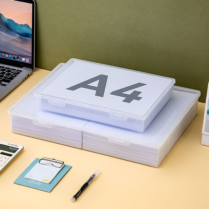Office Document Storage Box with Lid Desk File Organizer Transparent Flip Cover a3 Paper a4 Storage box