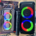 KTS-1973 Portable Wireless Bluetooth Speaker with Wireless Mic LED Light RGB Support Mic, FM, AUX, USB, SD Card Karaoke Speaker Buffel Subwoofer Music Player Party Box with FM Microphone KTS Speaker KTS 1973. 