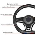 Car carbon fiber real leather 3D printed steering wheel cover suitable for Toyota Camry Altis Vigo Fortuner CHR Vios Yaris Ativ Hilux REVO Avanza sienta. 