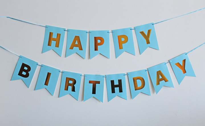 HAPPY BIRTHDAY Paper Hanging Banner regular size printed banner embossed gold letters