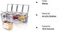 Acrylic Seasoning Box Set, 4 Piece Clear Seasoning Rack Spice Pots, Premium Quality Storage Container Condiment Jars for Spice Salt Sugar Cruet Kitchen Organization Containers with Cover and Spoon. 
