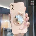 Maitus for iPhone Xs/iPhone X Back Cover Luxury 6D Plating Square Bumper Shiny Bowknot Makeup Mirror Soft Silicone Girls Cases Full Protection Mobile Phone Case. 