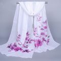 Delicate Fashion Long Rose Flower Printed Wrap Scarves Chiffon Scarf Shawl. 