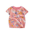 malweeGirls' Short-Sleeved Summer Clothes New European and American Children round NeckTT Shirt Printed Little Girl Blouse. 