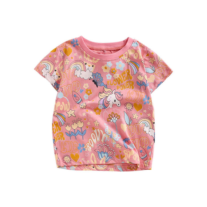 malweeGirls'%20Short-Sleeved%20Summer%20Clothes%20New%20European%20and%20American%20Children%20round%20NeckTT%20Shirt%20Printed%20Little%20Girl%20Blouse%20-%20Image%205