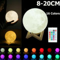 3D Moon Lamp, 16 Colors Moon Light with Stand. 