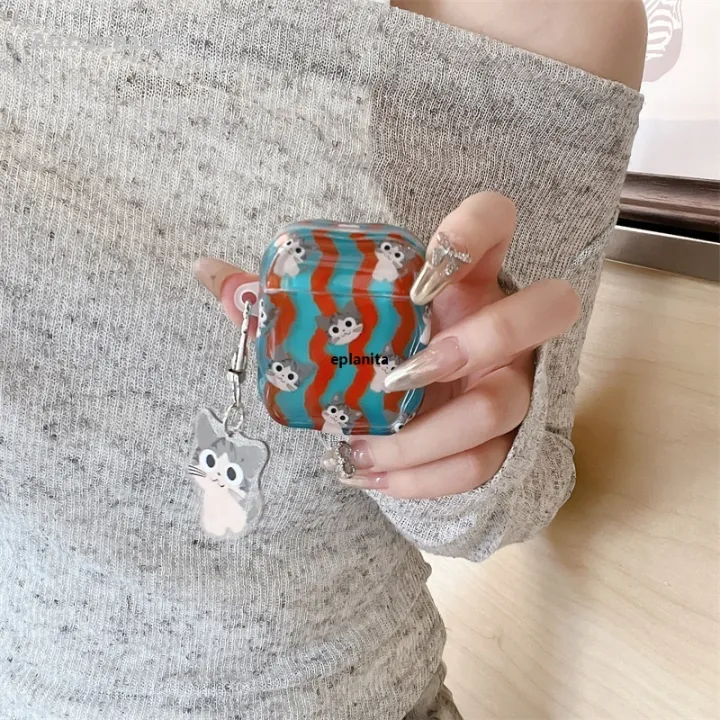 Anrushide%20Japanese%20and%20Korean%20vertical%20stripe%20full%20screen%20kitten%20suitable%20for%20Fashion%20Airpods4/3%20headphone%20protective%20case%20for%20pro2%202nd%20and%203rd%20ge%20-%20Image%203