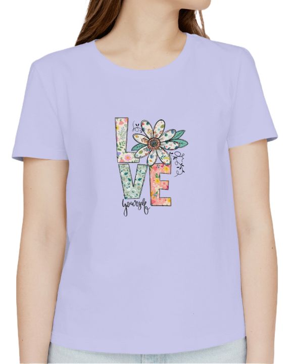 Girl's%20Short%20Sleeve%20Casual%20T%20shirt%20Love%20Yourself%20Korean%20Chinese%20Style%20Quality%20T-shirt%20Top%20-%20Image%203