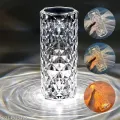 USB Rechargeable Rose Diamond Lamp for Bedside Acrylic LED Touch Table Light 3D Projection 16 Colors Night Lights Crystal Table Lamp. 