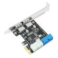 USB3 PCI express adapter PCI e to USB 3.0 20pin converter controller PCIe x1 USB 3 0 2 ports adapter USB3.0 PCI-e expansion card. 