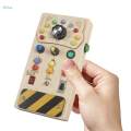 Lights Switch Busy Board Montessori Toy Button Busy Board Kids Wooden Control Panel Kids Toy Activity Sensory Board for Toddlers 1 2 3 Year Old. 