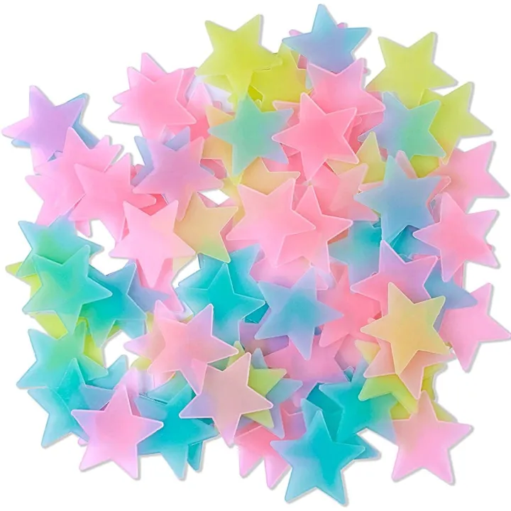 100pcs%203D%20Stars%20Glow%20In%20Dark%20Luminous%20Fluorescent%20Plastic%20Wall%20Sticker%20-%20Image%204