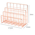Bookshelf Office Desktop Rose Gold Metal Block Three Layer Holder. 