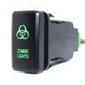 【Zombie Lights】 12v Push Button Switch with Wire For Toyota Prado Landcruiser Hilux FJ Cruiser Green LED. 