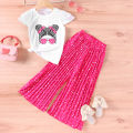 2 3 4 5 6 7 Years Summer Girls Clothing Sets New Cotton Fashion Short Sleeved+Wide Leg Pants Casual Two Piece Set Kids Clothes. 