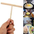 Practial T Shape Crepe Maker Pancake Batter Wooden Spreader Stick Home Kitchen Tool Kit DIY Use. 