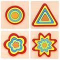Shape Cognition Board Children's Jigsaw Puzzle Wooden Educational Baby Learning Match Toys. 