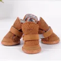 Dog Snow Boots Cotton Blend Detachable Closure Warm Walking Shoes Small 4-Pack. 