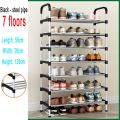 7 Layers Steel Shoe Rack Household Simple Metal Shoe Rack Shoe Storage Box Shoe Cabinet Storage Slippers Multi-layer Door Frame. 