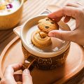 Creative Ceramic Coffee Mugs with Lid Cute Cat Porcelain Cup Family Breakfast Milk Juice Cup Beverage(Yellow). 