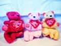 soft mini teddy bear (3 PCS) with hearts for lovely gift, for car hanging soft toy ornament, car decoration teddy bear with high quality material. 