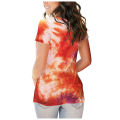 2023Years European And American-Style New Women's ClothingVCollar Loose Tie-Dyed Short SleeveTT-shirt Blouses. 