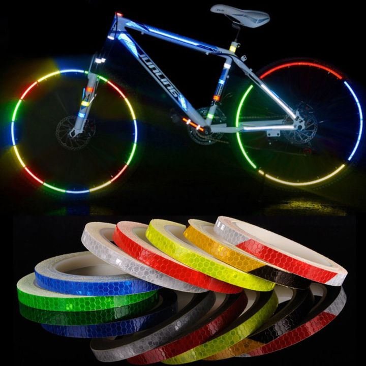 1cm*8m Fashion Motorcycle Fluorescent Bike Reflective Stickers Cycling ...