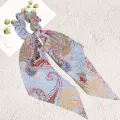 Scrunchies Women's Bohemian Hair Ties Korean Fashion Chiffon Long Bow Tie Floral Print Hair Scrunchies The Peach Lilac Jewelry. 