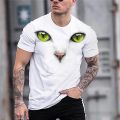 Men animal T-shirt summer short sleeve pullover o neck lion print 3D oversized designer top black casual vintage male clothes. 