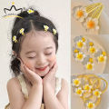 2/5Pcs Korean Baby Hair Clip Plumeria Flower Hairpins for Girls Yellow Flower Hair Rope Children Barrettes Kids Hair Accessories. 