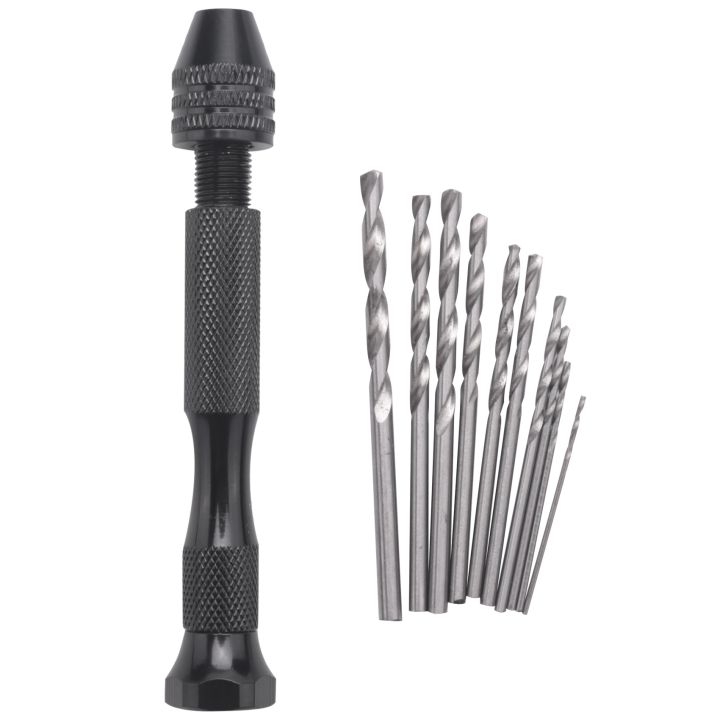 Mini mini Aluminum Hand Drill With Keyless Chuck +10x Twist Drills ...